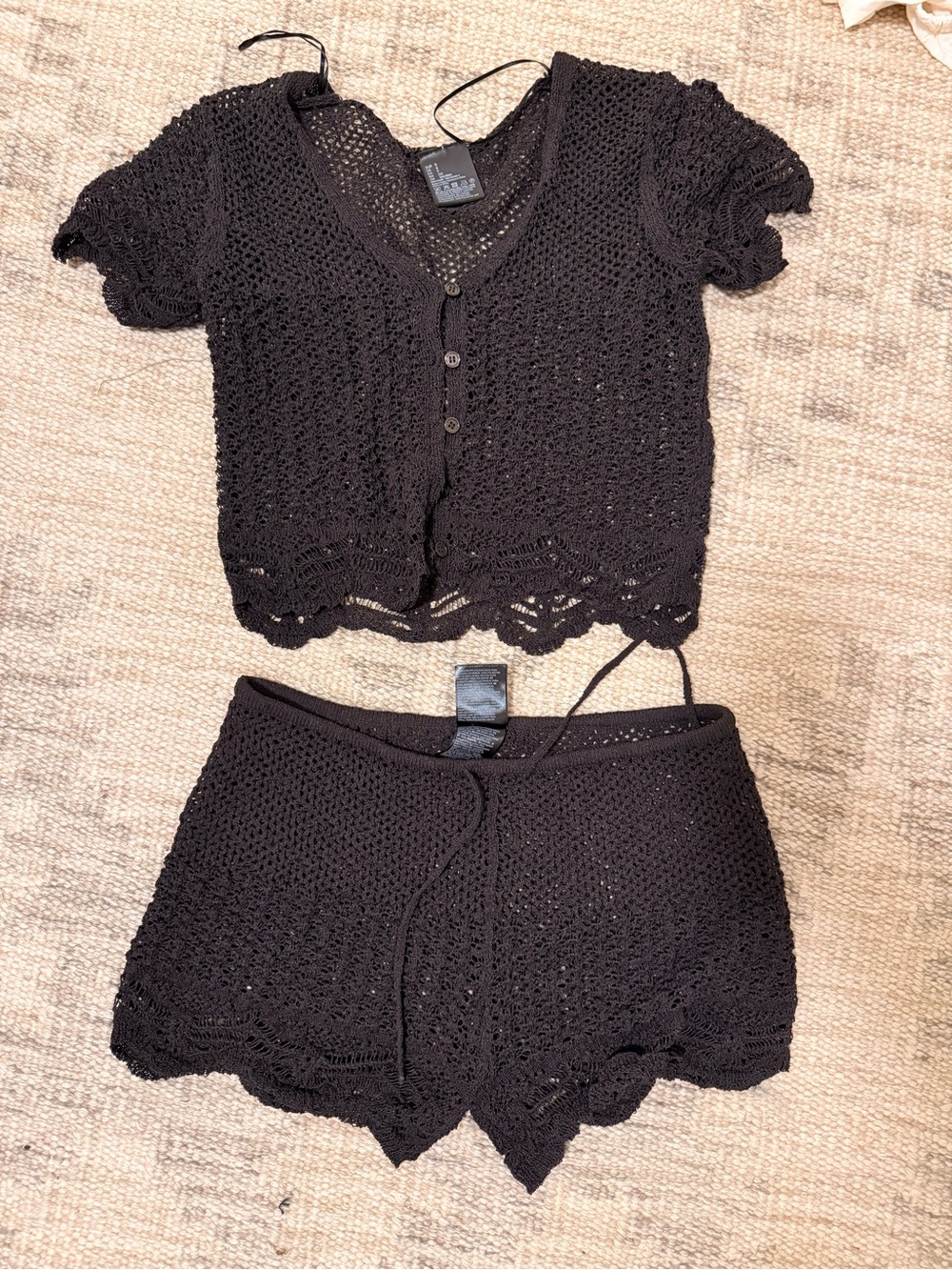 H&M Black Crochet Bike Shorts